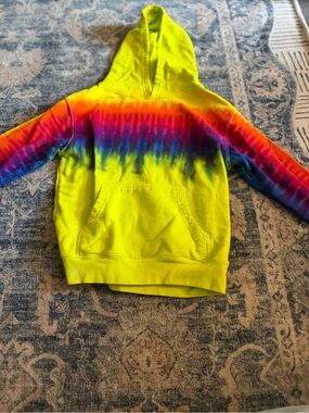 Kids Neon Yellow Tie-Dye Pullover Hoodie
